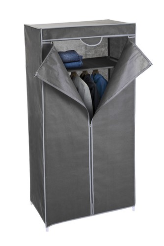 Stoff kleiderschrank grau 160 - stoff,